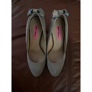 Betsey Johnson Taupe Suede Wedges.‎